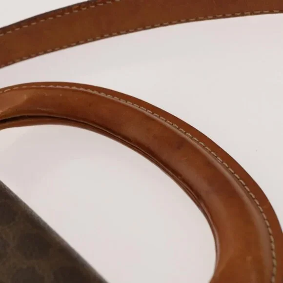 Authentic CELINE Macadam Canvas Shoulder Bag PVC Leather Brown Gold - Picture 7 of 16